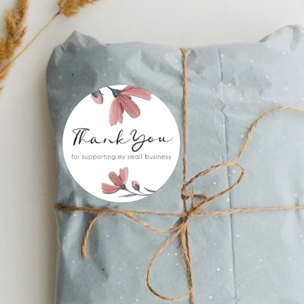 100 THANK YOU For Supporting My Small Business Stickers Peach Exotic Flow…